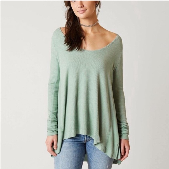 We the Free Malibu Mint Green Thermal Shirt Small - Picture 1 of 7